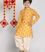  Multicolor-Base-Mustard And Cream Kurta Patiala Set