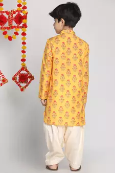  Multicolor-Base-Mustard And Cream Kurta Patiala Set