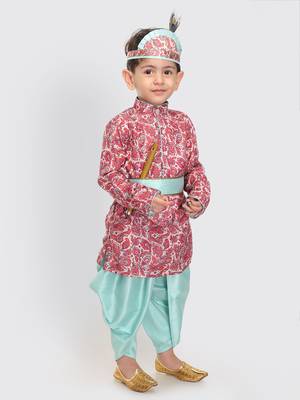  Multicolor-Base-Pink And Mint Kurta And Dhoti Set 3