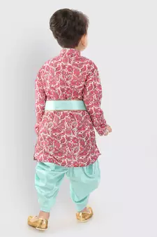  Multicolor-Base-Pink And Mint Kurta And Dhoti Set