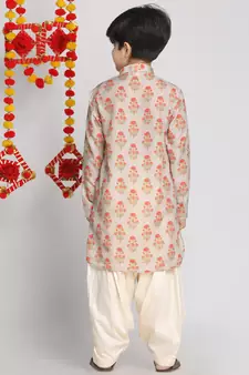  Multicolor-Base-Beige And Cream Kurta Patiala Set