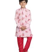  Multicolor-Base-Pink Kurta Pyjama Set