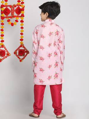  Multicolor-Base-Pink Kurta Pyjama Set 4