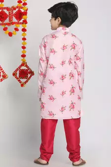  Multicolor-Base-Pink Kurta Pyjama Set