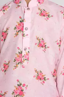  Multicolor-Base-Pink Kurta Pyjama Set