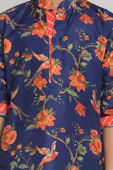  Multicolor-Base-Navy Blue And Cream Kurta Pyjama Set
