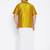 Yellow plain silk blend dhoti-kurta