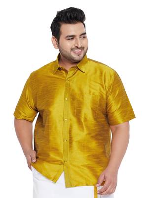 Mustard Silk Blend Ethnic Shirt 1
