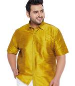 Mustard Silk Blend Ethnic Shirt