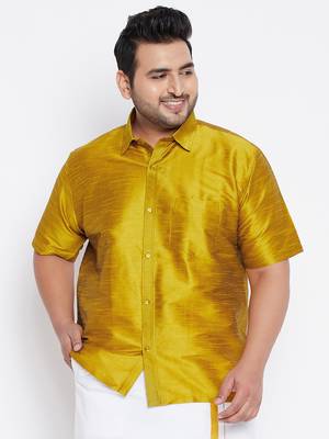 Mustard Silk Blend Ethnic Shirt 2