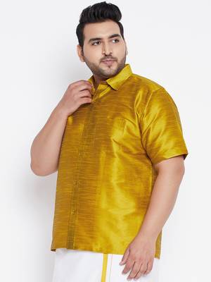 Mustard Silk Blend Ethnic Shirt 3