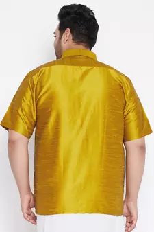 Mustard Silk Blend Ethnic Shirt