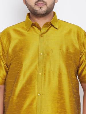 Mustard Silk Blend Ethnic Shirt 5