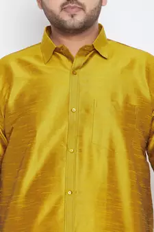 Mustard Silk Blend Ethnic Shirt