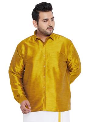 Mustard Silk Blend Ethnic Shirt 1