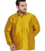 Mustard Silk Blend Ethnic Shirt