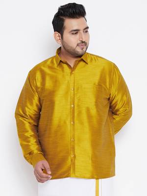 Mustard Silk Blend Ethnic Shirt 2