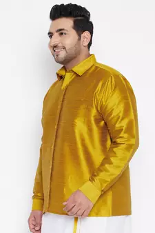 Mustard Silk Blend Ethnic Shirt