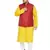 Mustard, Maroon And White Cotton Blend Jacket Kurta Pyjama Set