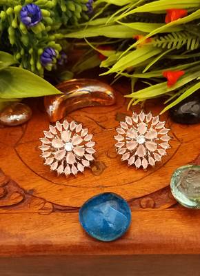 Pink earringsIndian Jewellery American Diamond Rose Polish Long Hangging Dangler Earrings for Women Wedding 2
