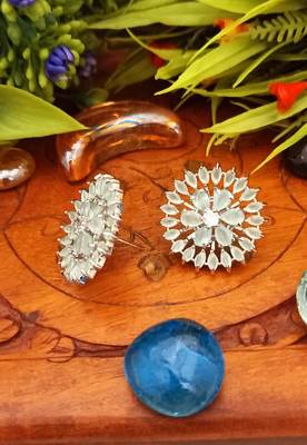 Green Indian Jewellery American Diamond Rose Polish Long Hangging Dangler Earrings for Women Wedding 1