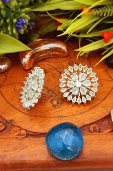 Green Indian Jewellery American Diamond Rose Polish Long Hangging Dangler Earrings for Women Wedding