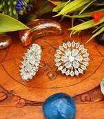 Green Indian Jewellery American Diamond Rose Polish Long Hangging Dangler Earrings for Women Wedding