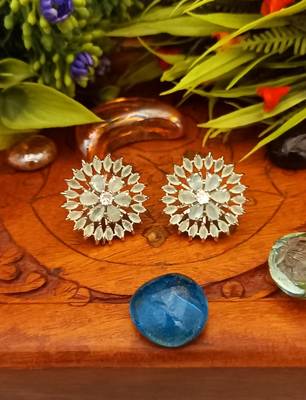 Green Indian Jewellery American Diamond Rose Polish Long Hangging Dangler Earrings for Women Wedding 2