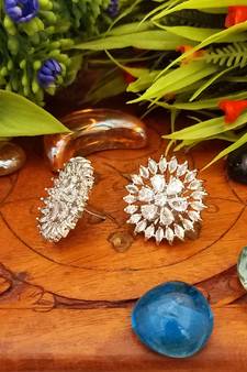 White Indian Jewellery American Diamond Rose Polish Long Hangging Dangler Earrings for Women Wedding