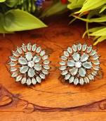 GreenIndian Jewellery American Diamond Rose Polish Long Hangging Dangler Earrings for Women Wedding