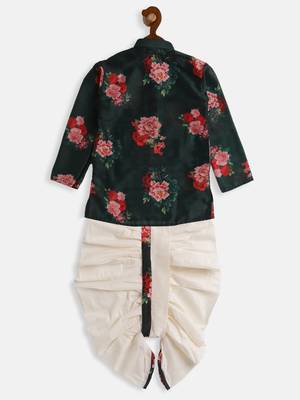 Infant  Multicolor-Base-Green Cotton Blend Kurta And Dhoti Set 4