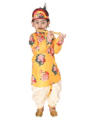 Infant  Multicolor-Base-Yellow Cotton Blend Kurta And Dhoti Set 1