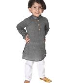 Infant  Black And White Pure Cotton Kurta Pyjama Set