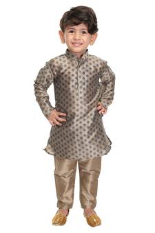 Infant Boys Chiku Cotton Blend Kurta Pyjama Set
