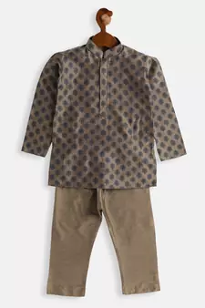 Infant  Chiku Cotton Blend Kurta Pyjama Set