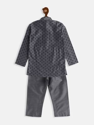 Infant  Grey Cotton Blend Kurta Pyjama Set 4