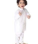 Infant  White Pure Cotton Kurta Pyjama Set