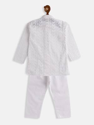 Infant  White Pure Cotton Kurta Pyjama Set 4