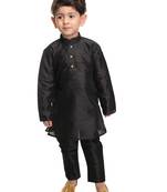 Infant  Black Silk Blend Kurta Pyjama Set