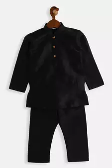 Infant  Black Silk Blend Kurta Pyjama Set