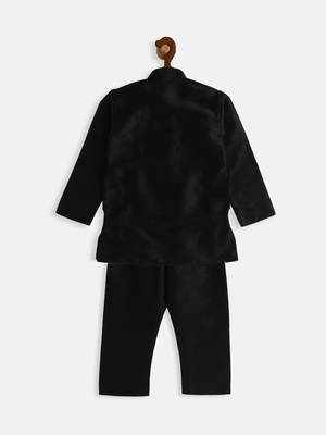 Infant  Black Silk Blend Kurta Pyjama Set 4