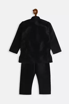 Infant  Black Silk Blend Kurta Pyjama Set