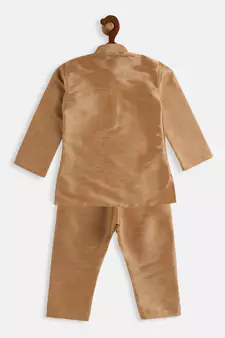 Infant  Rose Gold Silk Blend Kurta Pyjama Set