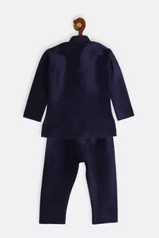 Infant  Navy Blue Silk Blend Kurta Pyjama Set