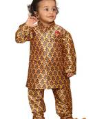 Infant  Multicolor-Base-Yellow Silk Blend Kurta Pyjama Set