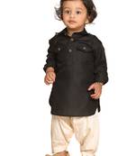 Infant  Black Cotton Blend Pathani Kurta Set