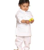 Infant  White Cotton Pathani Kurta Set