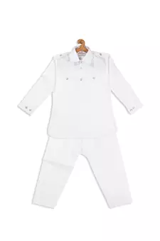 Infant  White Cotton Pathani Kurta Set