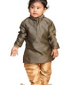 Infant  Black And Rose Gold Silk Blend Kurta Pyjama Set