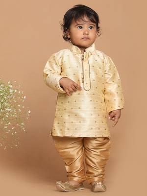 Infant  Gold Silk Blend Kurta Pyjama Set 3